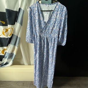 Floral Blue Maxi Dress - Size Medium